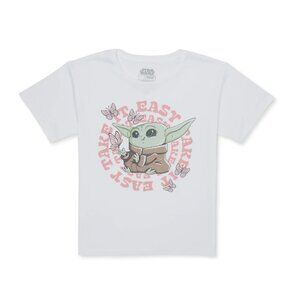 Baby Yoda Girls Crew Neck Short Sleeves Graphic T-Shirt